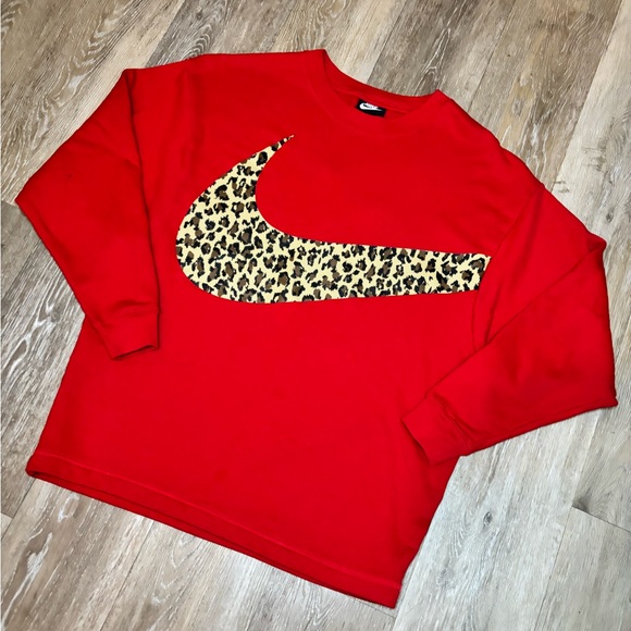 Nike Sweaters - Nike Red & Cheetah Sweatshirt